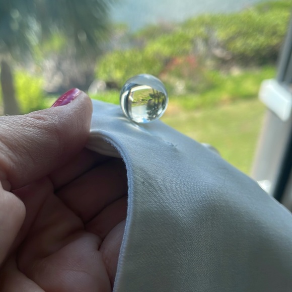 SOLD—VINTAGE Betsey Johnson white shorts with bauble buttons and tie back - Picture 5 of 9